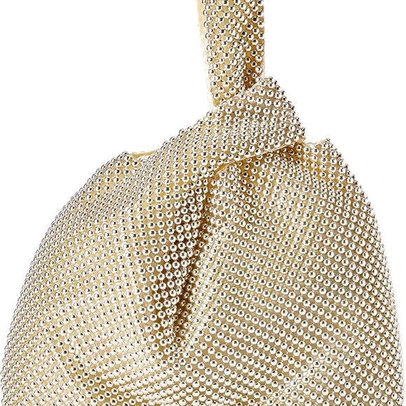 Womens Mesh Evening Bag Clutch Light Gold Formal Dress Wedding Accessories - Picture 1 of 6